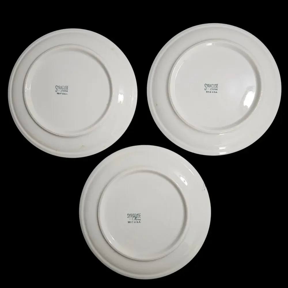 Vintage Syracuse China Coral Rim Salad Plates Set of 3 Restaurant Ware USA 8